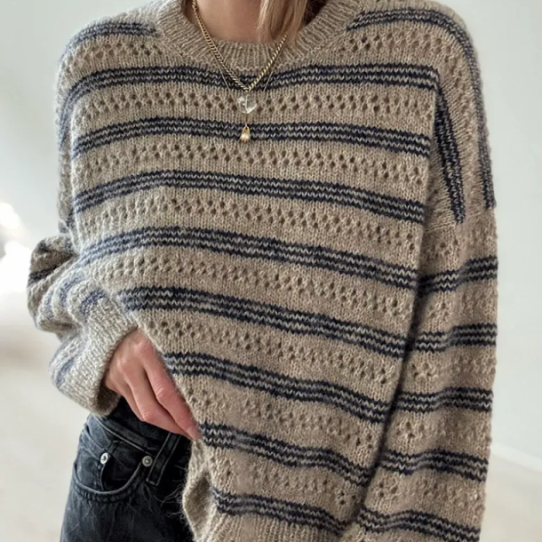 Garnpakke - Other Loops, Lace Loop Sweater Beige/M&oslash;rkebl&aring; M