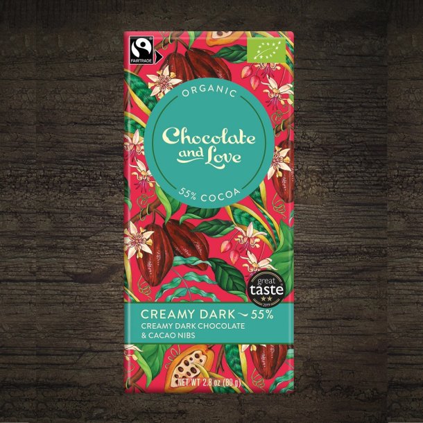  Chocolate and Love Creamy Dark 55%, kologisk og Fairtrade